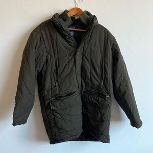 Knightsbridge Green Winter Coat Puffy Polyester Fill Neutral Jacket Size Medium